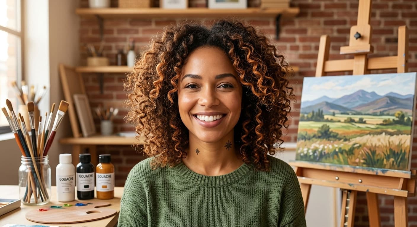 Woman portrait with busy original background before AI background removal on imgigo